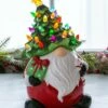New 🥰 Evergreen Red & Green LED Light-Up Gnome Cookie Jar 🎁