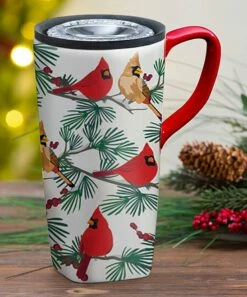 New 😉 Evergreen Red Cardinal Travel Mug & Box Set ✨