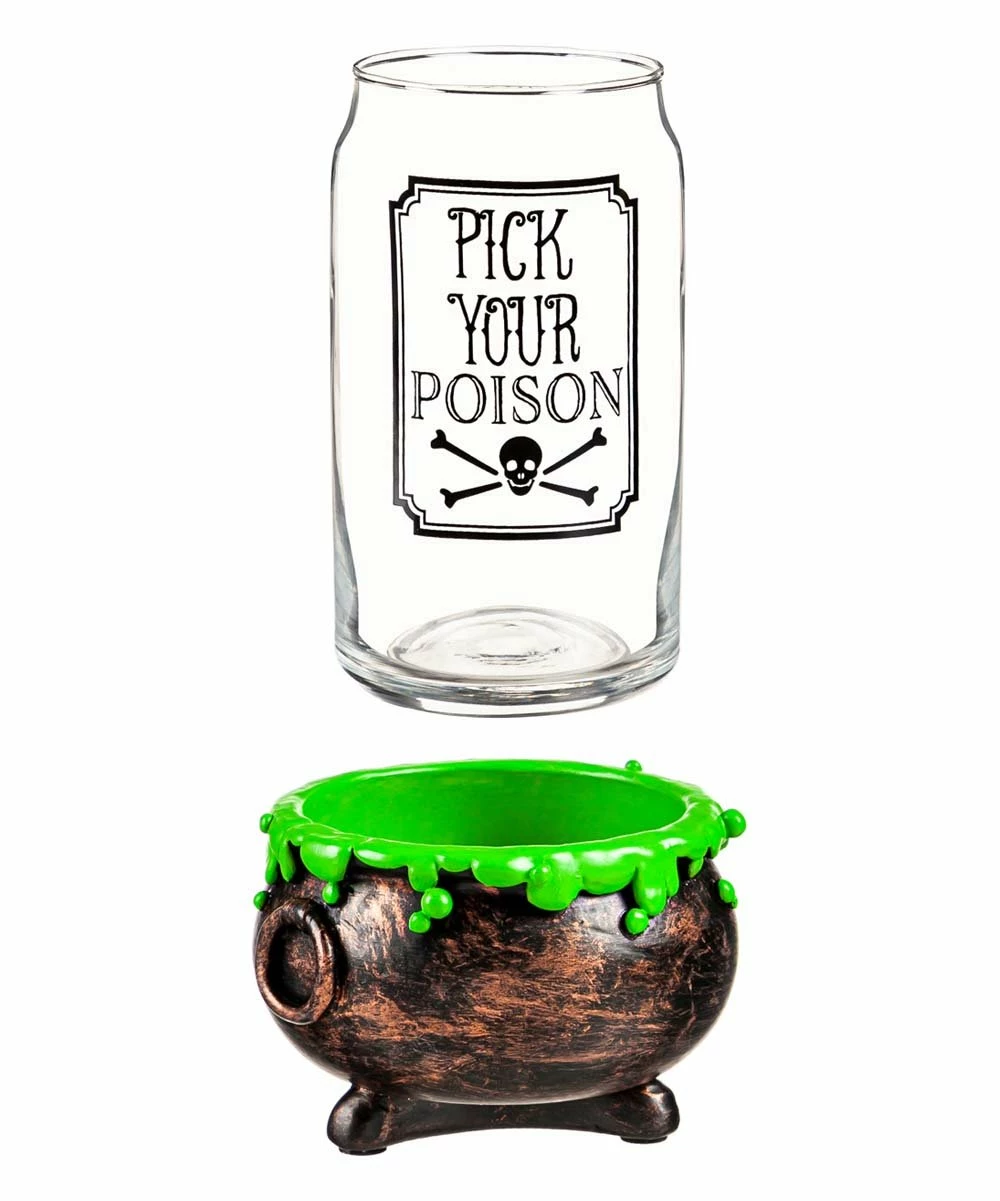 Cheap π Evergreen Clear 'Pick Your Poison' Beer Glass & Cauldron Coaster π 2 Cheap π Evergreen Clear 'Pick Your Poison' Beer Glass & Cauldron Coaster π - Image 2