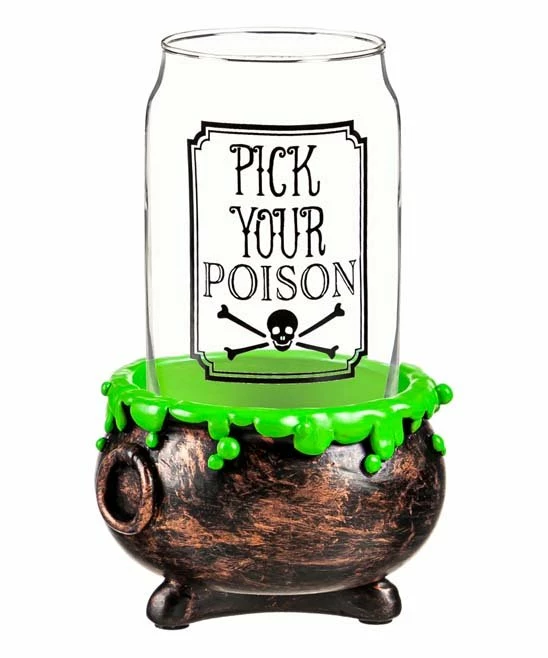 Cheap π Evergreen Clear 'Pick Your Poison' Beer Glass & Cauldron Coaster π 1 Cheap π Evergreen Clear 'Pick Your Poison' Beer Glass & Cauldron Coaster π