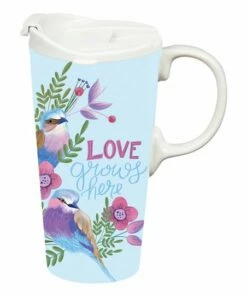 Wholesale 🔥 Evergreen Light Blue 'Love Grows Here' 17-Oz. Travel Mug & Gift Box 🥰