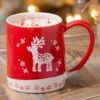 Wholesale ✨ Evergreen Red & White 'Jingle Bells' Reindeer Mug 🧨