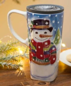 Promo π Evergreen Blue Snowman Travel Mug & Box Set π