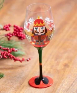 Wholesale 🥰 Evergreen Green Festive Nutcracker Stemmed Wine Glass & Box Set 😉