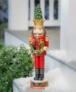 Best Pirce ✨ Evergreen Red LED Light-Up Nutcracker Garden Statue 🔔