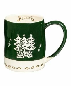 Cheap ⌛ Evergreen Green & White Winter Trees 'La La La' Mug ✔️ -Outlet Evergreen Shop zu107091181 alt 3 tm1659652378