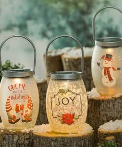 Top 10 😍 Evergreen Red Floral 'Joy To The World' Glass Solar Lantern 🌟 -Outlet Evergreen Shop zu107091274 alt 2 tm1657199474