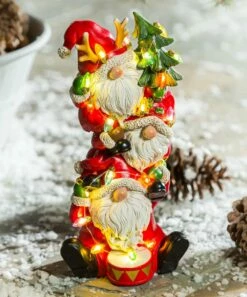 Best reviews of π Evergreen Red Stacked Santas LED Light-Up Statue π€©