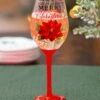 Best Pirce 🔥 Evergreen Red Poinsettia 'Merry ❄ Christmas' Stemmed Wine Glass & Box Set 💯