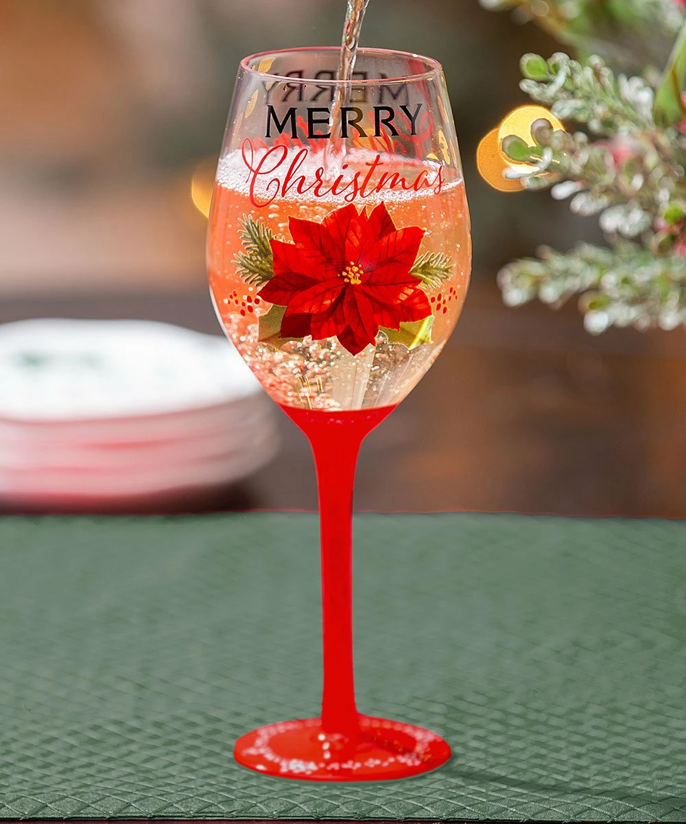 Best Pirce π₯ Evergreen Red Poinsettia 'Merry β Christmas' Stemmed Wine Glass & Box Set π― 1 Best Pirce π₯ Evergreen Red Poinsettia 'Merry β Christmas' Stemmed Wine Glass & Box Set π―