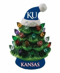 Cheapest 🛒 Evergreen University Of Kansas Green Tree & Santa Hat LED Light-Up Ornament 🥰