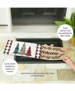 Wholesale 🧨 Evergreen Red & Cream Mixed-Print Holiday Tree Sassafras Doormat Insert 👏 -Outlet Evergreen Shop zu107139795 alt 3 tm1665243894