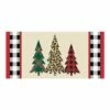 Wholesale 🧨 Evergreen Red & Cream Mixed-Print Holiday Tree Sassafras Doormat Insert 👏