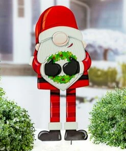 Budget 💯 Evergreen Red & Green Santa Gnome Garden Stake 🌟