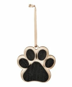 Outlet 🤩 Evergreen Brown & Black Wood Paw Print Write-On Ornament ⌛