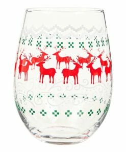 Coupon 😀 Evergreen Red Reindeer Stemless Wine Glass & Box Set ✔️ -Outlet Evergreen Shop zu107139885 alt 3 tm1659652378