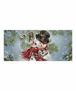 New ⭐ Evergreen Blue & White Snowman Snuggles Sassafras Doormat Inset 😉