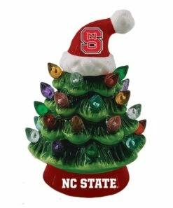 Budget 🎉 Evergreen NC State University Green Tree & Santa Hat LED Light-Up Ornament 😍