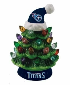 Best Sale 🧨 Evergreen Tennessee Titans Green Tree & Santa Hat LED Light-Up Ornament 🎁
