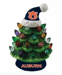 Best Sale 🛒 Evergreen Auburn University Green Tree & Santa Hat LED Light-Up Ornament 😍