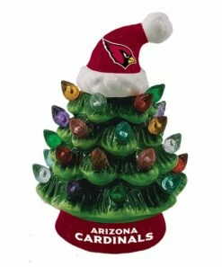 New ✔️ Evergreen Arizona Cardinals Green Tree & Santa Hat LED Light-Up Ornament 🎉