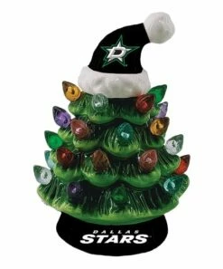 Best Sale 🛒 Evergreen Dallas Stars Green Tree & Santa Hat LED Light-Up Ornament 🧨