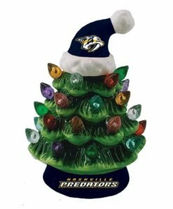 Flash Sale 💯 Evergreen Nashville Predators Green Tree & Santa Hat LED Light-Up Ornament 🔔