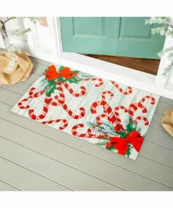 Flash Sale 🧨 Evergreen White & Red 🍬 Candy Canes Doormat 👏 -Outlet Evergreen Shop zu107143740 alt 2 tm1658512656