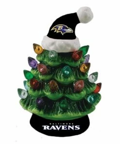 Best reviews of 🔥 Evergreen Baltimore Ravens Green Tree & Santa Hat LED Light-Up Ornament 😍