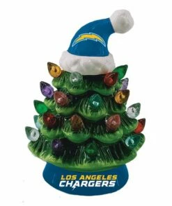 Cheap ⭐ Evergreen Los Angeles Chargers Green Tree & Santa Hat LED Light-Up Ornament ✨