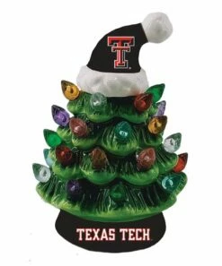 Best Sale 😀 Evergreen Texas Tech Green Tree & Santa Hat LED Light-Up Ornament ⌛