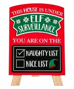 Wholesale 🔔 Evergreen Red & Green 'Elf Surveillance' Chalkboard Sign Décor ⭐ -Outlet Evergreen Shop zu107149697 alt 2 tm1658516771