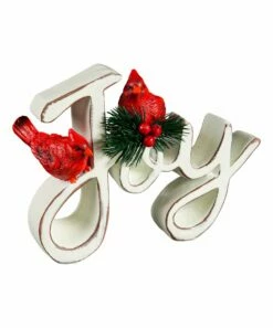Outlet 🛒 Evergreen White & Red 'Joy' Cardinal-Accent Block ⌛ -Outlet Evergreen Shop zu107149808 alt 1 tm1658516771
