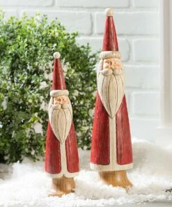 Wholesale ✨ Evergreen Red & White Vintage-Style Santa Statue - Set Of Two 💯