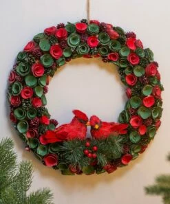 Hot Sale 🥰 Evergreen Willow Floral & Cardinal-Detail Wood Wreath 🥰