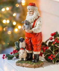 Best deal ⭐ Evergreen Red & White Farmhouse Santa Garden Statue 🥰