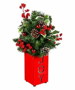 Discount 😍 Evergreen Red LED 'Joy' Berries & Pinecone Arrangement ⭐ -Outlet Evergreen Shop zu107156568 alt 2 tm1658516771