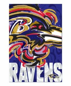 Brand new 😀 Evergreen Blue & White Baltimore Ravens Justin Patten Suede Outdoor Flag 🎉