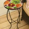 Promo 👍 Evergreen Gerbera Daisy Glass Side Table 🔥