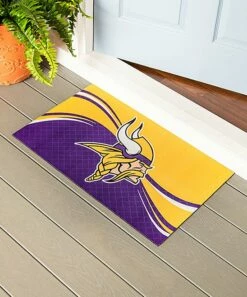 Buy ❤️ Evergreen Yellow & Purple Minnesota Vikings Textured Doormat ✨