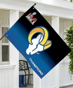 Flash Sale 🔔 Evergreen Blue & Black Los Angeles Rams Super Bowl 56 Estate Flag 🧨