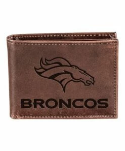Cheap 💯 Evergreen Brown Denver Broncos Leather Bi-Fold Wallet 💯