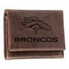 Promo ⭐ Evergreen Brown Denver Broncos Leather Tri-Fold Wallet 😀