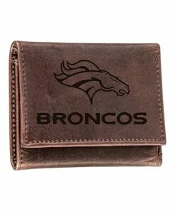 Promo ⭐ Evergreen Brown Denver Broncos Leather Tri-Fold Wallet 😀