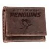 Best Pirce 🔔 Evergreen Pittsburgh Penguins Logo Leather Trifold Wallet 😀