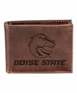 Budget 😀 Evergreen Boise State Broncos Brown Leather Bi-Fold Wallet 🎁