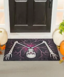 Discount 🔔 Evergreen Black & White Skeleton Outdoor Mat 😉 -Outlet Evergreen Shop zu107841017 alt 1 tm1659473066