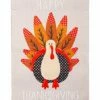 Deals 🔥 Evergreen Brown & Orange 'Happy 👪 Thanksgiving' Leaf Turkey Suede Outdoor Flag 💯