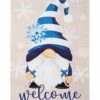 Buy 🛒 Evergreen Blue & White 'Welcome' Winter Gnome Outdoor Garden Flag 😉