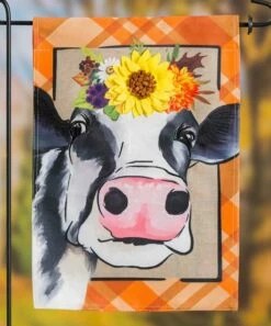 Flash Sale 🔥 Evergreen Orange & Black Cow Daisy Outdoor Flag ✔️